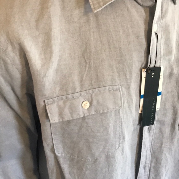 BNWT!! Perry Ellis linen cotton button down in XL - Picture 2 of 6